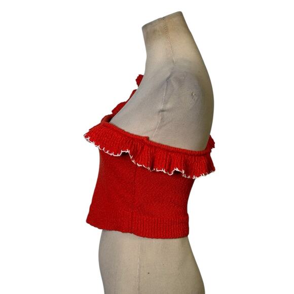 Urban Outfitters Orange Molly Ruffle One Shoulder Crop top Size Small - Picture 7 of 16